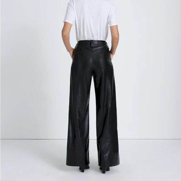 7 For All Mankind Faux Leather Easy Trouser Black - Picture 2 of 9